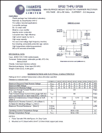 SR34 datasheet: 40 V, 3 A, mini surface mount schottky barrier rectifier SR34