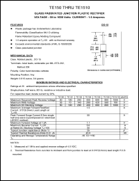 TE151 datasheet: 100 V, 1.5 A, glass passivated junction plastic rectifier TE151