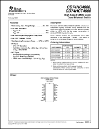 CD54HC4066F3A datasheet:  HIGH SPEED CMOS LOGIC QUAD BILATERAL SWITCH CD54HC4066F3A