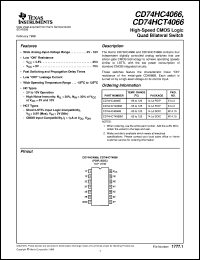 CD74HC4066E datasheet:  HIGH SPEED CMOS LOGIC QUAD BILATERAL SWITCHES CD74HC4066E