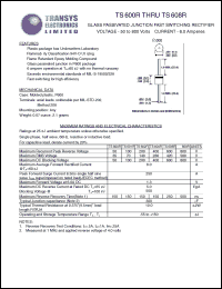 TS608R datasheet: 800 V,  6 A, glass passivated junction fast switching rectifier TS608R