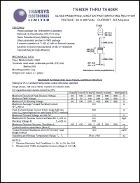 TS601R datasheet: 100 V,  6 A, glass passivated junction fast switching rectifier TS601R