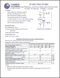 UF108G datasheet: 800 V,  1 A, glass passivated junction ultrafast switching rectifier UF108G