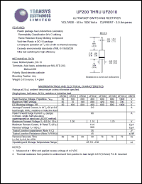 UF204 datasheet: 400 V,  2 A, ultrafast switching rectifier UF204