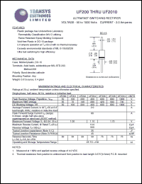 UF200 datasheet: 50 V,  2 A, ultrafast switching rectifier UF200