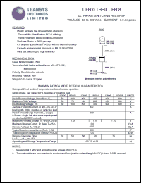 UF600 datasheet: 50 V, 6 A, ultrafast switching rectifier UF600