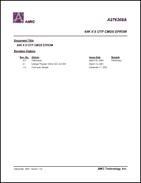 A276308A-55 datasheet: 55ns 30mA 64K x 8 OTP CMOS EPROM A276308A-55