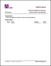 A29512L-70 datasheet: 70ns 20mA 64K x 8bit CMOS 5.0volt-only uniform sector flash memory A29512L-70