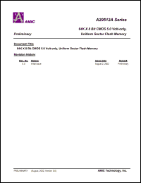 A29512AV-90 datasheet: 90ns 20mA 64K x 8bit CMOS 5.0volt-only uniform sector flash memory A29512AV-90