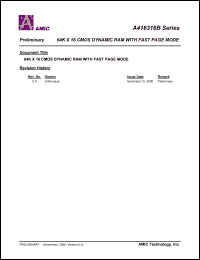 A416316BV-40 datasheet: 40ns 64K x 16 CMOS dynamic RAM with fast page moge A416316BV-40