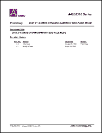 A42L8316S datasheet: 30ns; self refresh 256K x 16 CMOS dynamic RAM with EDO page moge A42L8316S