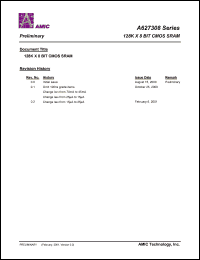 A627308V-70S datasheet: 70ns; 45mA 128K x 8bit CMOS SRAM A627308V-70S