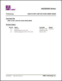 A62S8308M-70S datasheet: 70ns; 40mA 256K x 8bit low voltage CMOS SRAM A62S8308M-70S