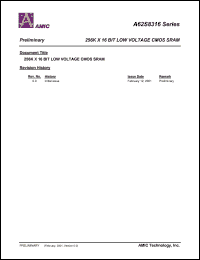 A62S8316-70SI datasheet: 70ns; 50mA 256K x 16bit low voltage CMOS SRAM A62S8316-70SI