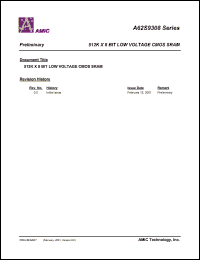 A62S9308M-70S datasheet: 70ns; 40mA 512K x 8bit low voltage CMOS SRAM A62S9308M-70S