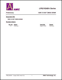 LP621024DX-70LLI datasheet: 70ns 70mA 128K x 8bit CMOS SRAM LP621024DX-70LLI