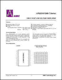 LP62S16128BV-55LLT datasheet: 55ns 40mA 128K x 16bit low voltage CMOS SRAM LP62S16128BV-55LLT