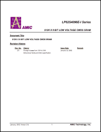 LP62S4096EX-70LLI datasheet: 70ns 30mA 512K x 8bit low voltage CMOS SRAM LP62S4096EX-70LLI