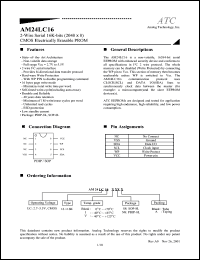 AM24LC16S8A datasheet: 2.7-5.5V 2-wire serial 16K-bits (20484 x 8) CMOS electrically erasable PROM AM24LC16S8A