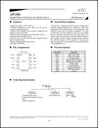 AP1301MS datasheet: 3.8-16.8V single-phase full-wave fan motor driver AP1301MS