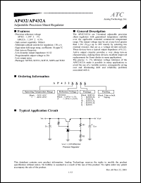 AP432A datasheet: Adjustable precision shunt regulator AP432A