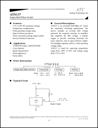 ATS137IW3A datasheet: 3.5-20V single hall effect switch ATS137IW3A