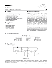 ATS177MA datasheet: 3.5-20V single output hall effect latch ATS177MA