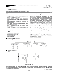 ATS277ISA datasheet: 3.5-20V complementary output hall effect latch ATS277ISA
