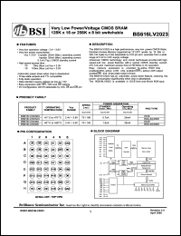 BS616LV2023DC datasheet: 70/100ns 20mA 2.4-3.6V ultra low power/voltage CMOS SRAM 128K x 16 or 256K x 8bit switchable BS616LV2023DC