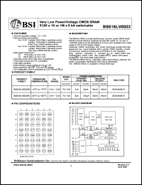 BS616LV8022AC datasheet: 70/100ns 20-45mA 2.4-5.5V very low power/voltage CMOS SRAM 512K x 16 or 1M x 8bit switchable BS616LV8022AC