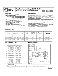 BS616LV8025BI datasheet: 55/70ns 45mA 4.5-5.5V very low power/voltage CMOS SRAM 512K x 16 or 1M x 8bit switchable BS616LV8025BI