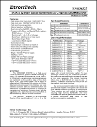 EM636327R-10 datasheet: 100MHz 512 x 32 high speed synchronous graphic DRAM (SGRAM) EM636327R-10