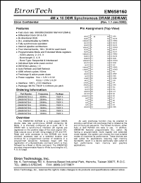 EM658160TS-4 datasheet: 250MHz 4M x 16 DDR synchronous DRAM (SDRAM) EM658160TS-4