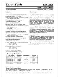 EM6A9320BI-3.3 datasheet: 300MHz 2.8V 4M x 32 DDR SDRAM EM6A9320BI-3.3