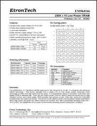 EM564166BC-85 datasheet: 85ns 256K x 16 low power SRAM EM564166BC-85