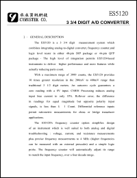 ES5120BQ datasheet: 3 3/4 digit A/D converter ES5120BQ