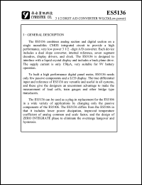 ES5136E datasheet: 3 1/2 digit A/D converter W/LCD ES5136E