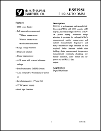 ES51981 datasheet: 3 1/2 auto DMM ES51981