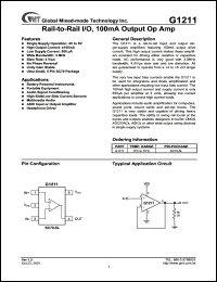 G1211 datasheet: 7 V,Rail-to-rail I/O, 100 mA output op amplifier G1211