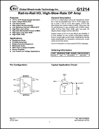 G1214 datasheet: 6.5 V, rail-to-rail I/O, high-slew-rate op amplifier G1214