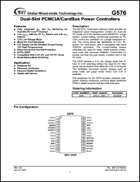 G576 datasheet: Dual-slot PCMCIA/CardBus power controller G576