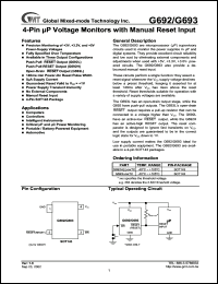 G692L308TC datasheet: 3.08 V, 5.0 mA, voltage monitor with manual reset input G692L308TC