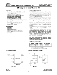G697L263T1 datasheet: 2.63 V, 5.0 mA, microprocessor reset IC G697L263T1