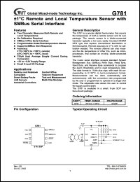 G781 datasheet: Remote and local temperature sensor with SMB serial interface G781