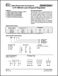 G940T21U datasheet: 3.7 V, 400 mA low dropout regulator G940T21U