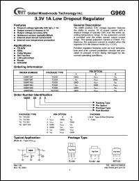 G960T43U datasheet: 3.3 V, 1A low dropout regulator G960T43U