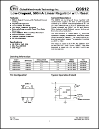 G9612ATEU datasheet: 3.4 V, 500mA low-dropout linear regulator with reset G9612ATEU
