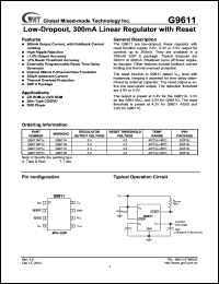 G9611DP1T datasheet: 2.5 V, 300mA low-dropout linear regulator with reset G9611DP1T