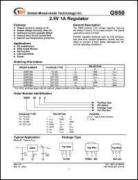 G950T55D datasheet: 2.5 V, 1A  regulator G950T55D