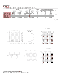 A-4880Y datasheet: Common anode yellow 1.5 inch, 8x8 dot matrix display A-4880Y
